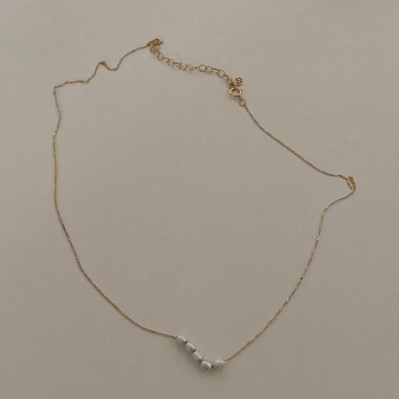 Mejuri 14k Solid Gold Organic Pearl Bead Necklace, Like New, With Box - Picture 3 of 9